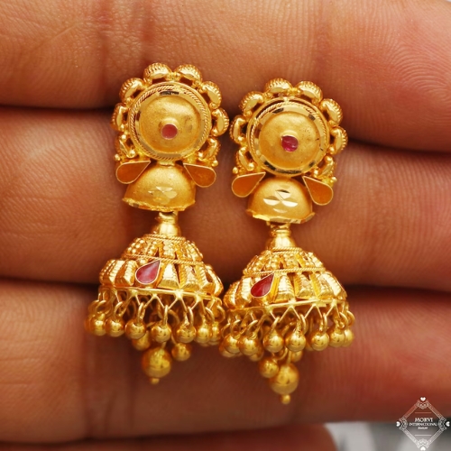 22k Yellow Gold Jhumka Earrings