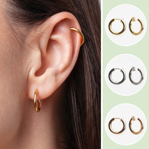 Clip-On Earrings for Women in Rose Gold Silver